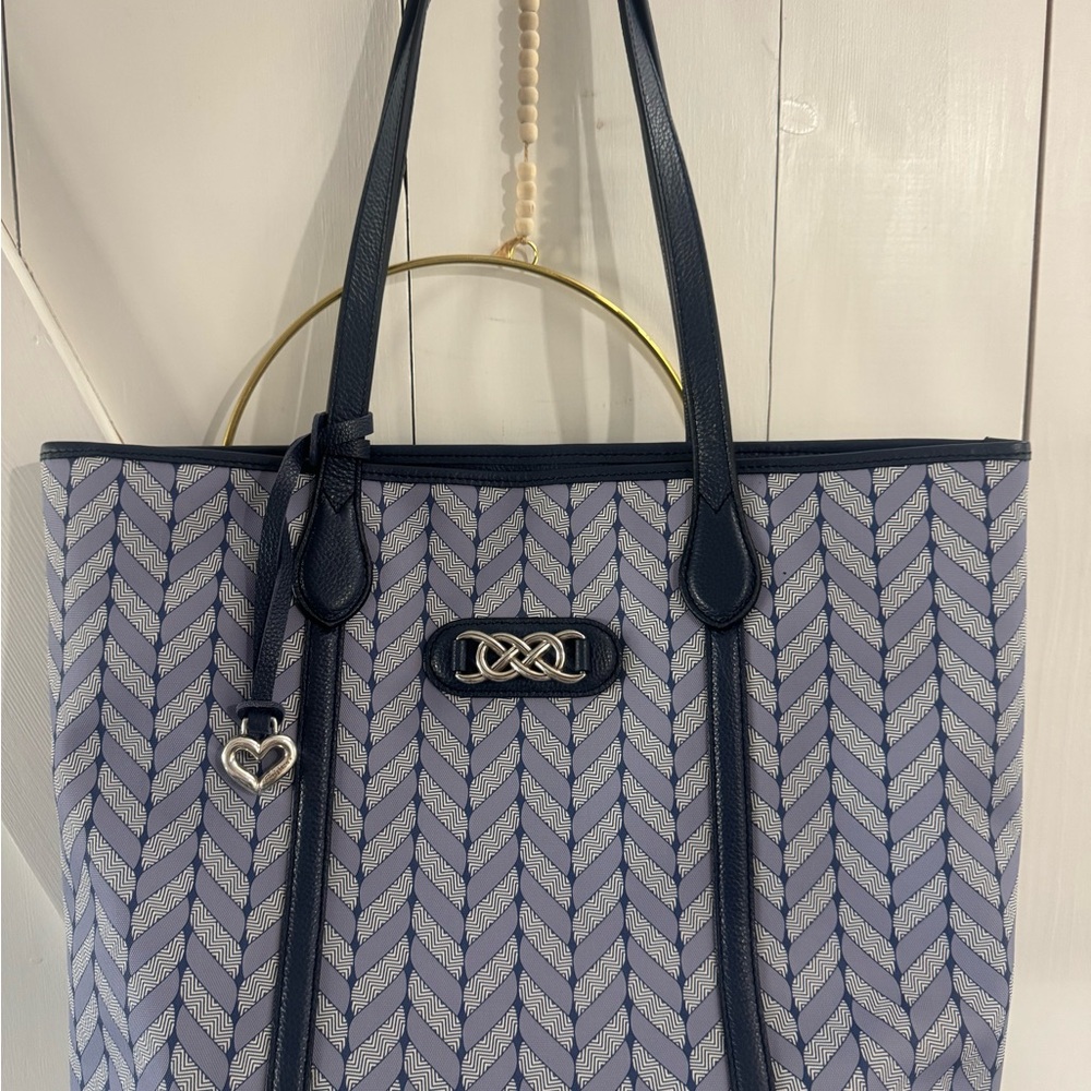 Brighton Interlok ROOMEY Large French Blue Herringbone Tote